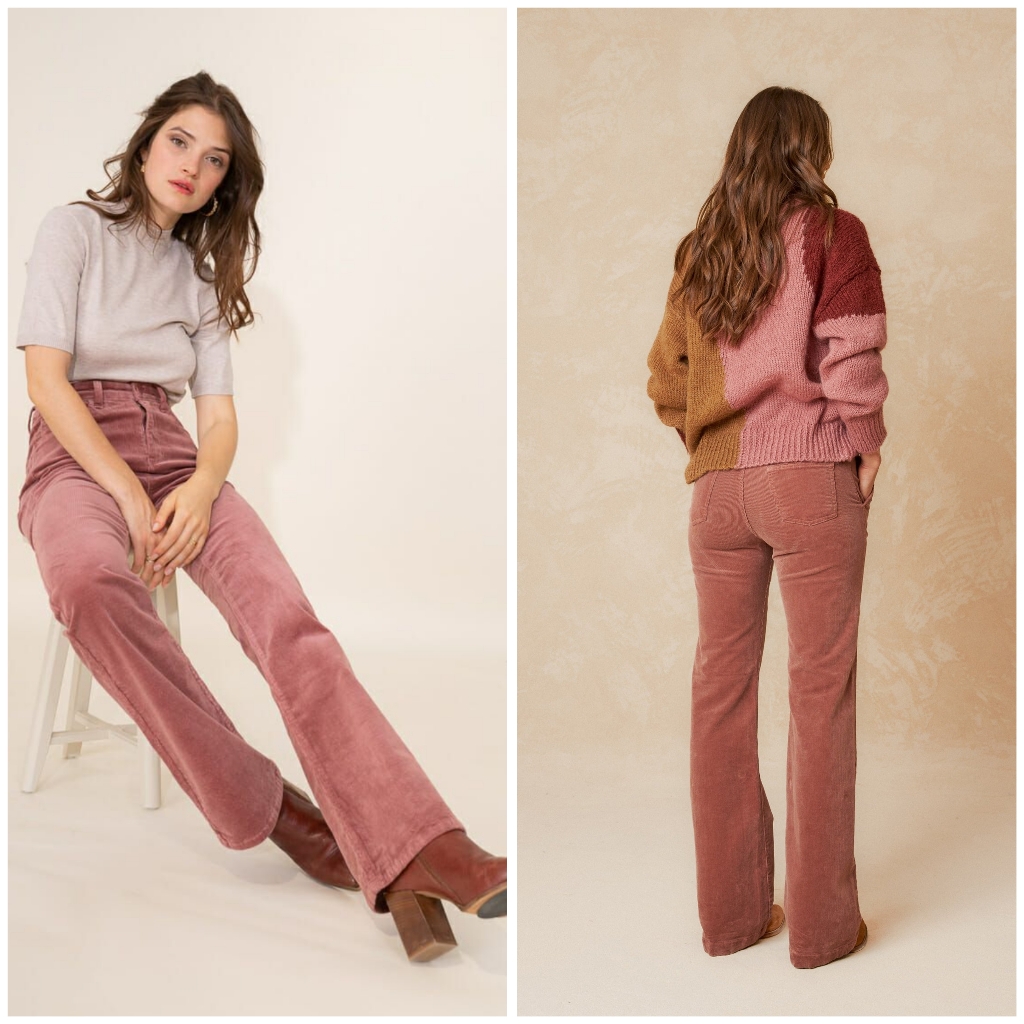 Indi & Cold Mauve Corduroy Bootcut Pants Size Xs (34)